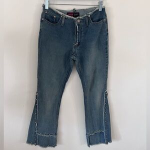 Younique Jeans Y2K Low-rise Frayed Hem Studded Flare Leg Jeans |Size 5|